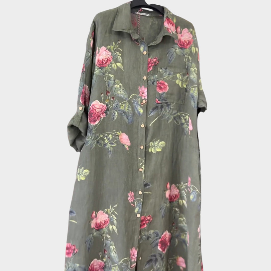 Floral Button-Down Shirt Dress