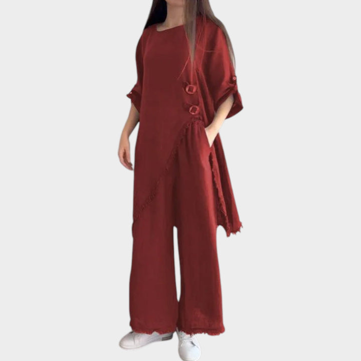 Asymmetric Linen Two-Piece Set