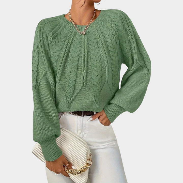 Textured Cable Knit Crew Neck Sweater