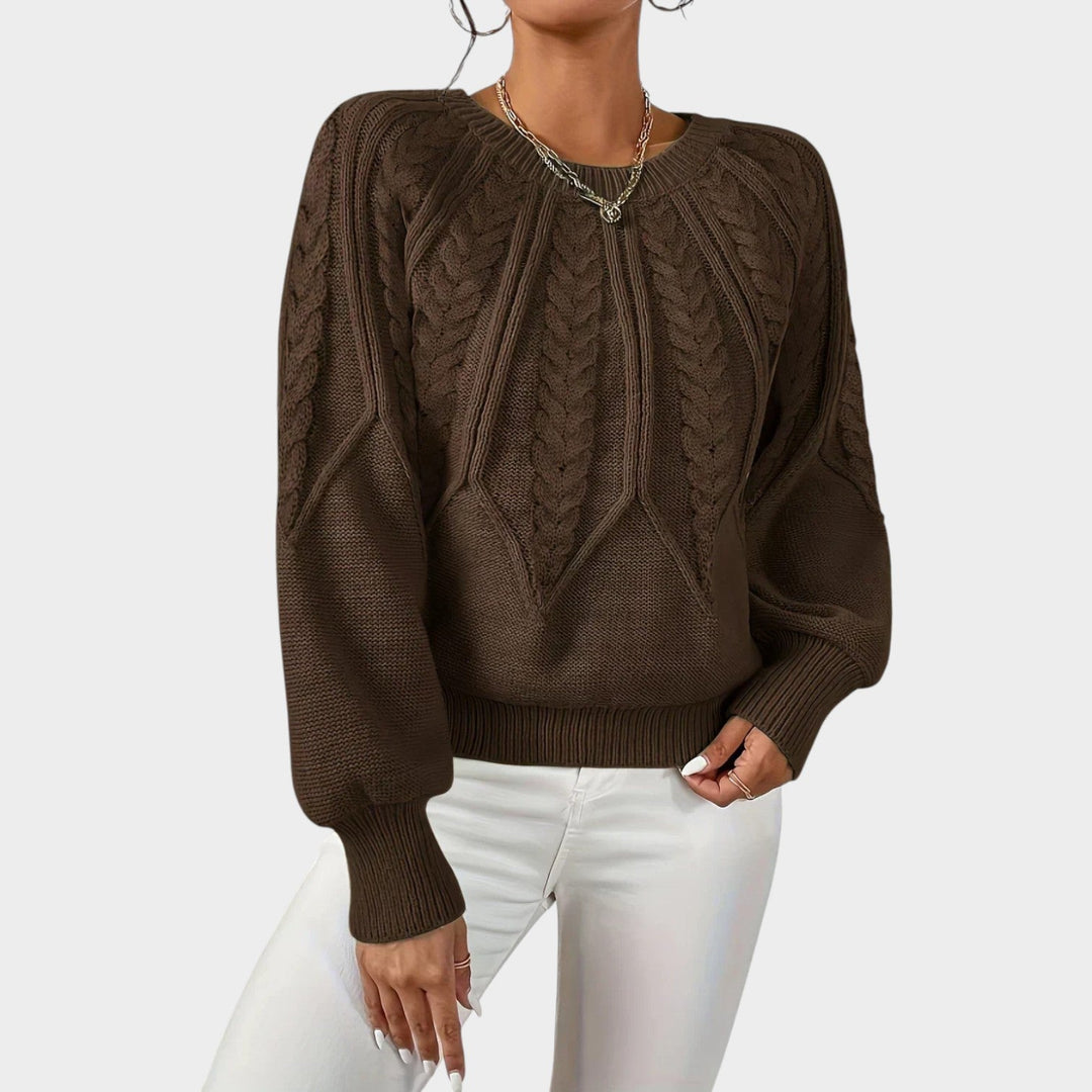 Textured Cable Knit Crew Neck Sweater