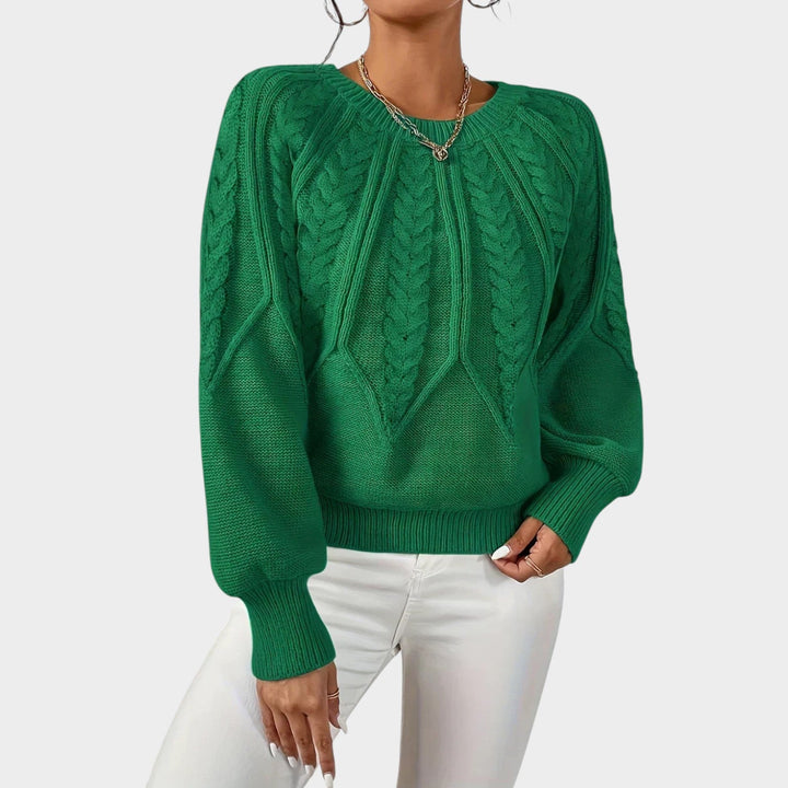 Textured Cable Knit Crew Neck Sweater