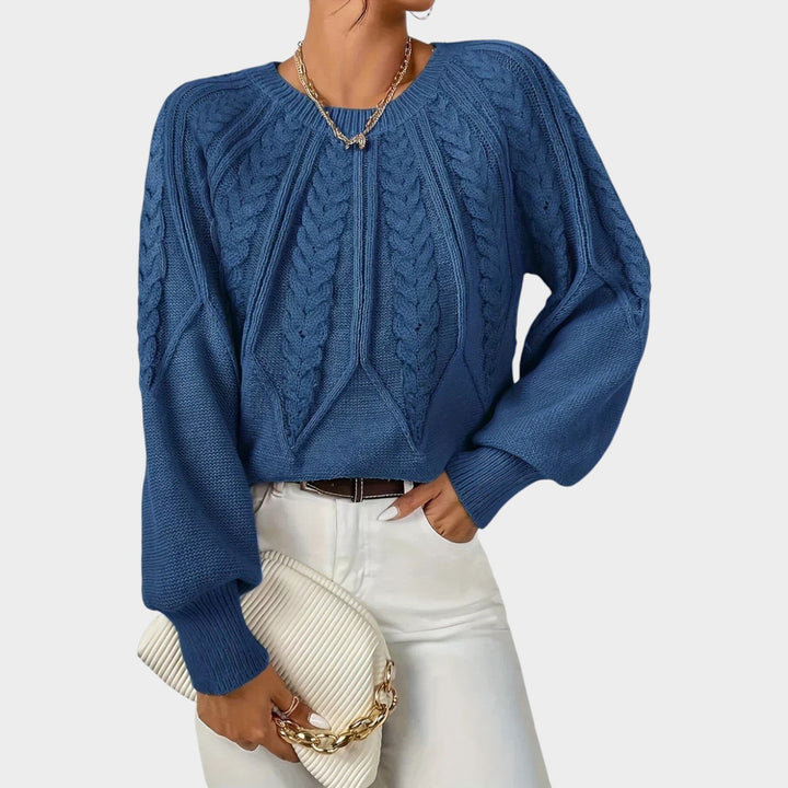 Textured Cable Knit Crew Neck Sweater