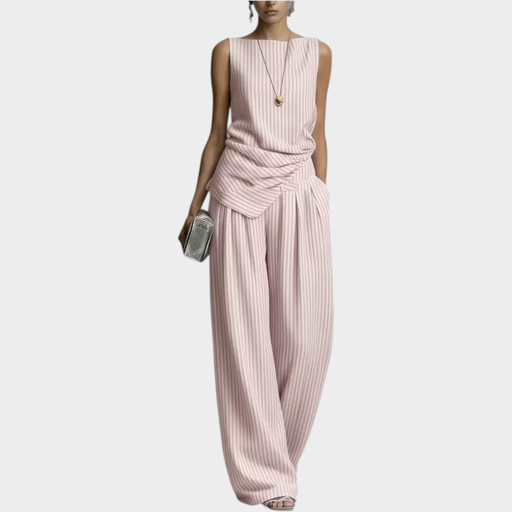 Striped Wide-Leg Two-Piece Set