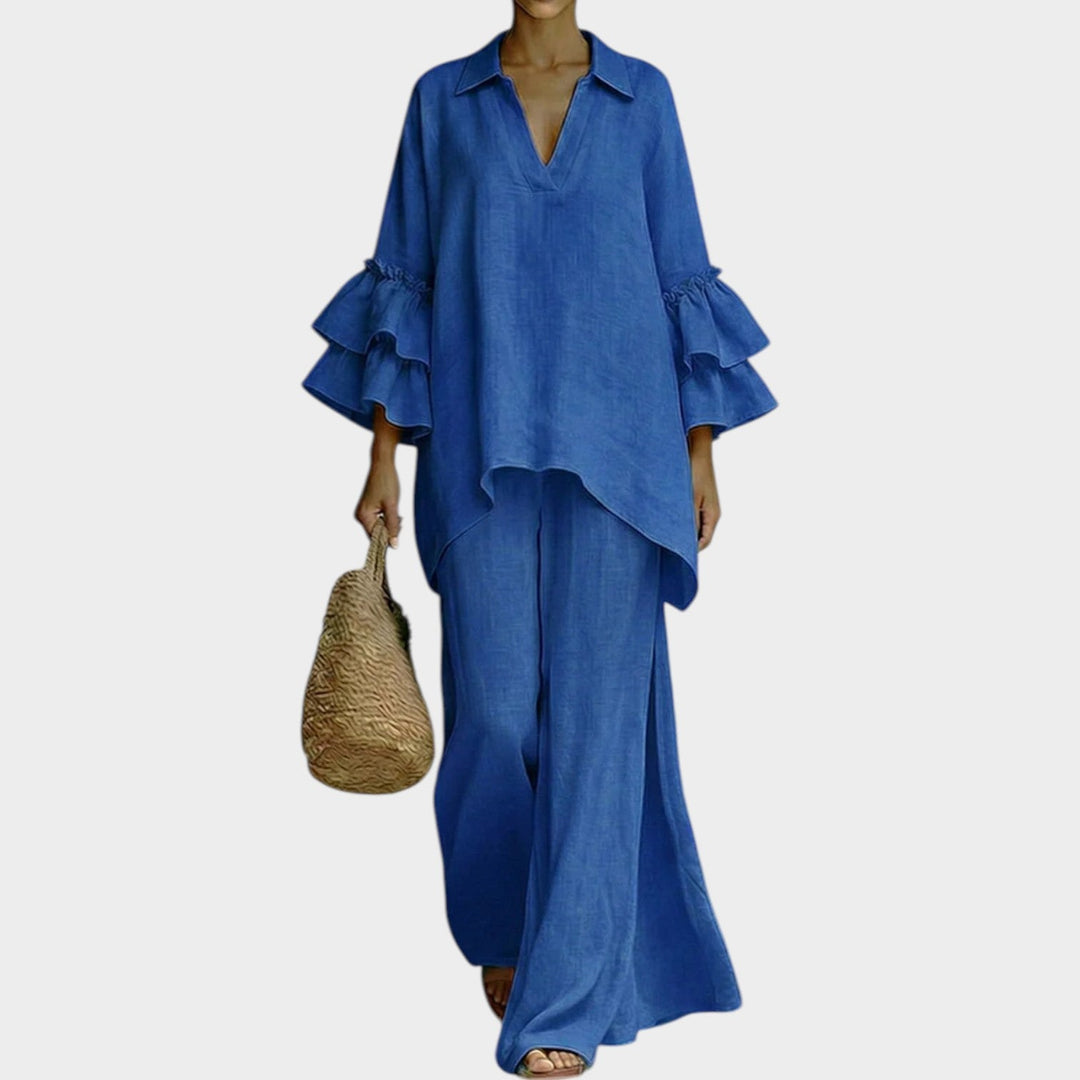 Ruffled Sleeve Two-Piece Set