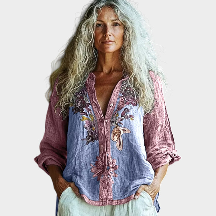 Floral Button-Up Relaxed Blouse
