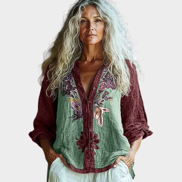 Floral Button-Up Relaxed Blouse
