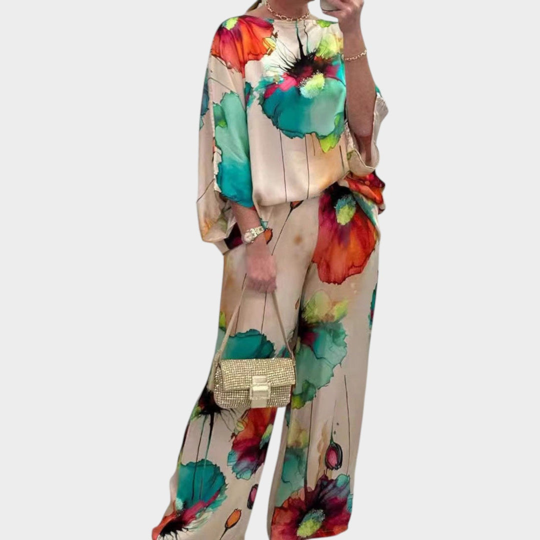 Floral Print Two‑Piece Lounge Set