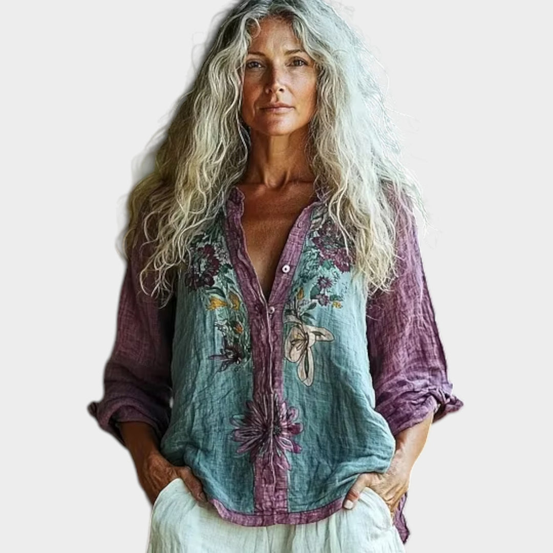 Floral Button-Up Relaxed Blouse