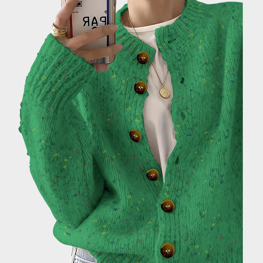 Women's Knit Cardigan Colorful Button Front