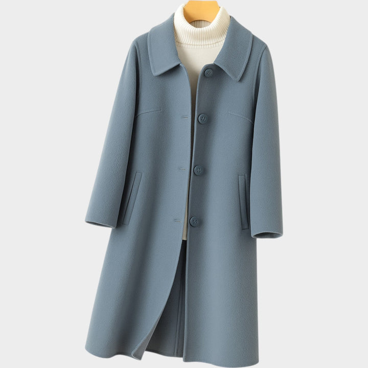 Women's Warm Wool Coat Long Line Button Front