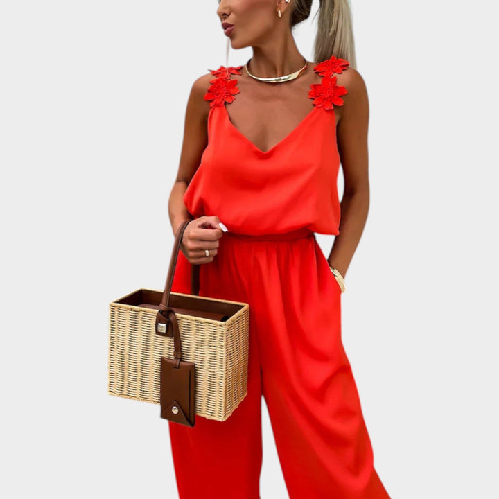 Floral Strap Wide-Leg Jumpsuit