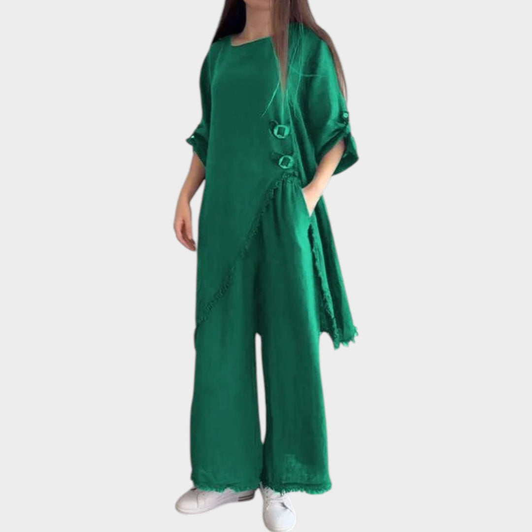 Asymmetric Linen Two-Piece Set