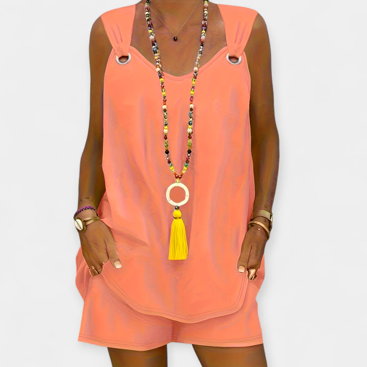 Sleeveless Blouse Set with Shorts