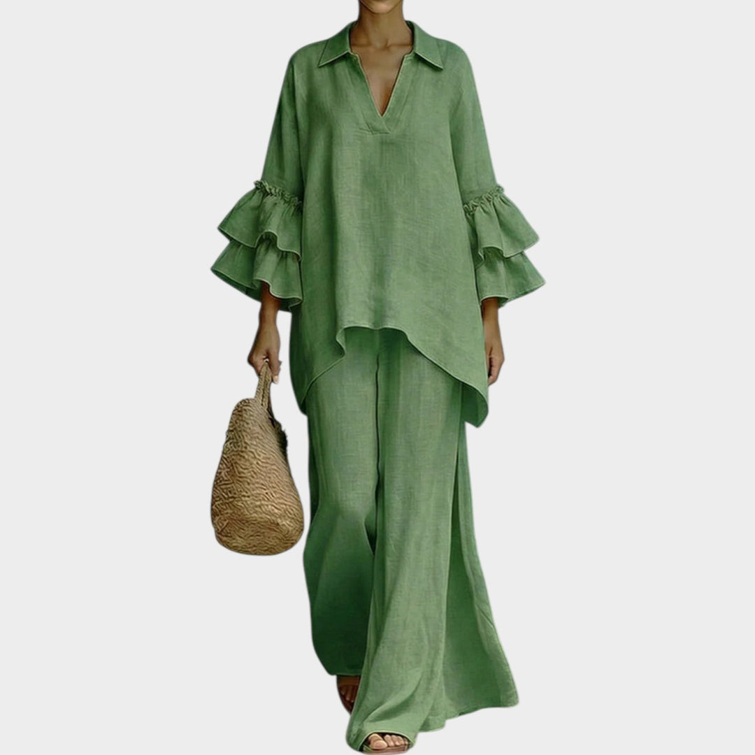 Ruffled Sleeve Two-Piece Set