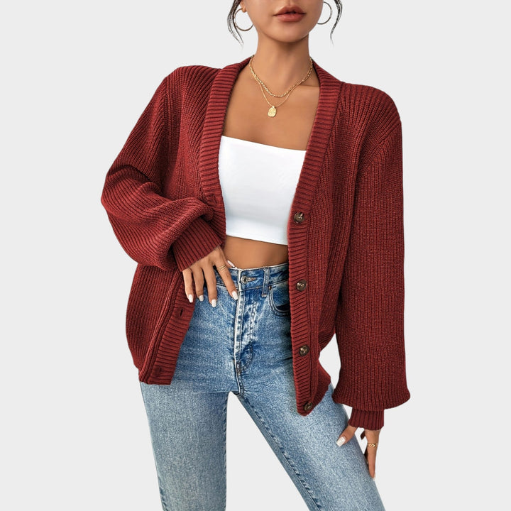 Women's Knit Cardigan V Neck Button Front Effortless Style