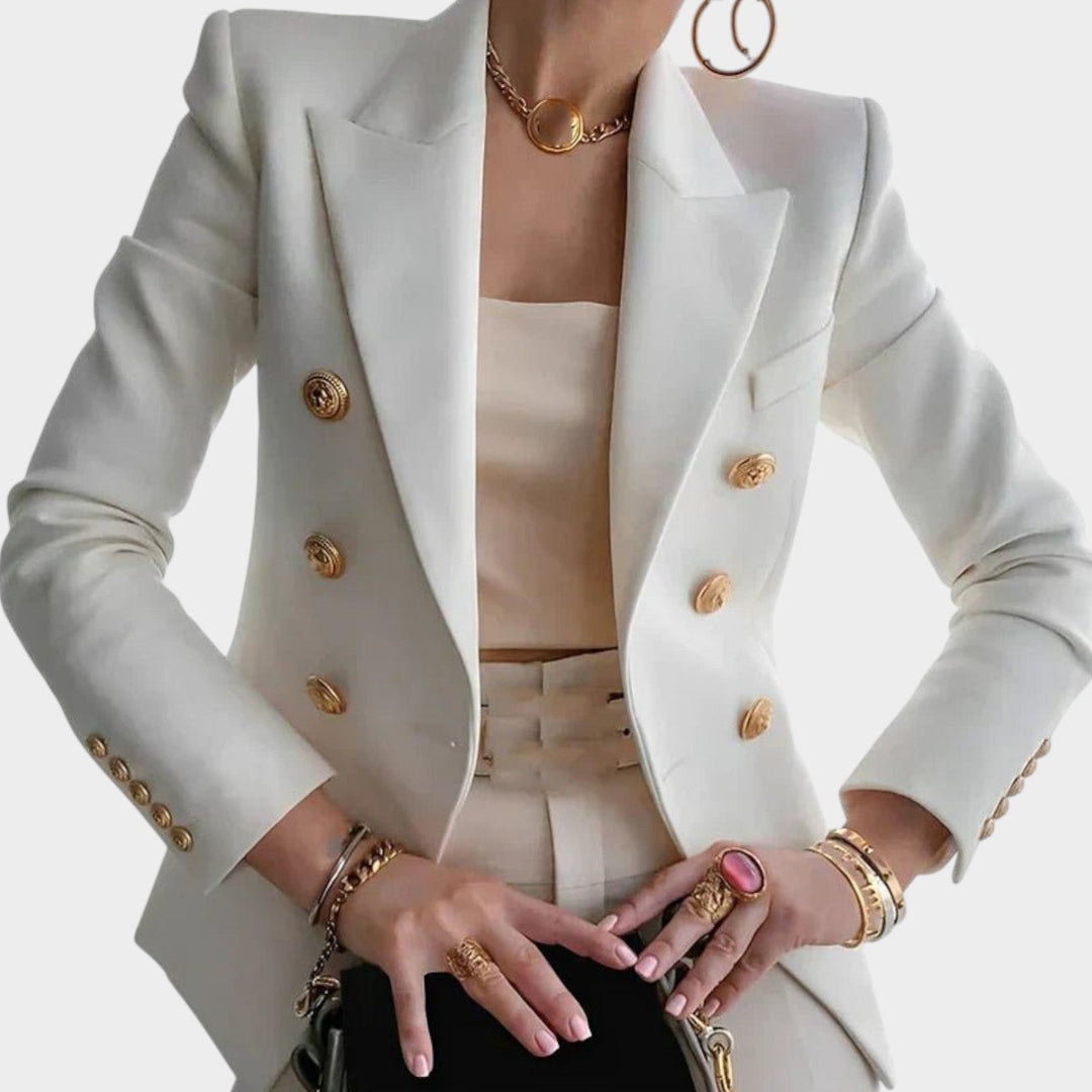 Women's Gold Button Business Blazer