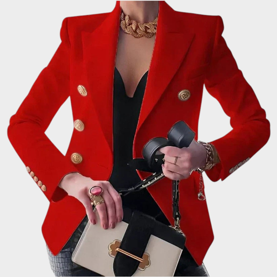 Women's Gold Button Business Blazer