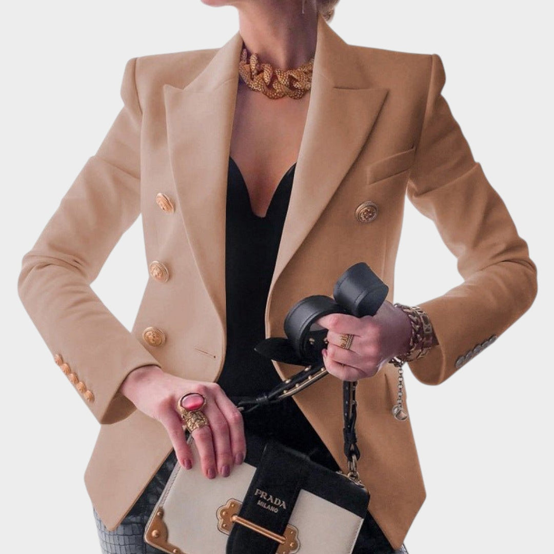 Women's Gold Button Business Blazer