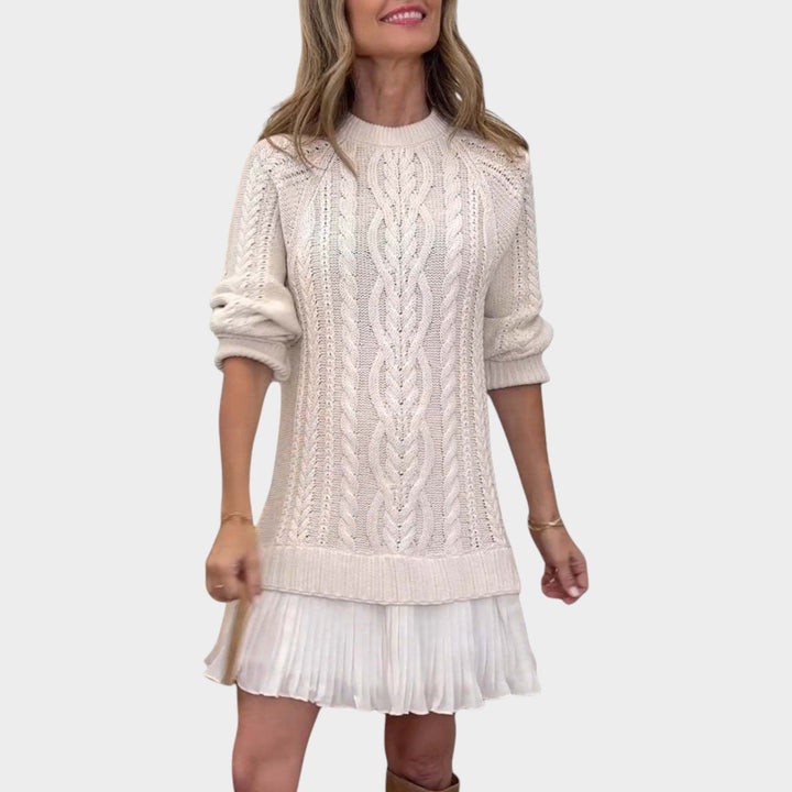 Textured Cable Knit Sweater Dress