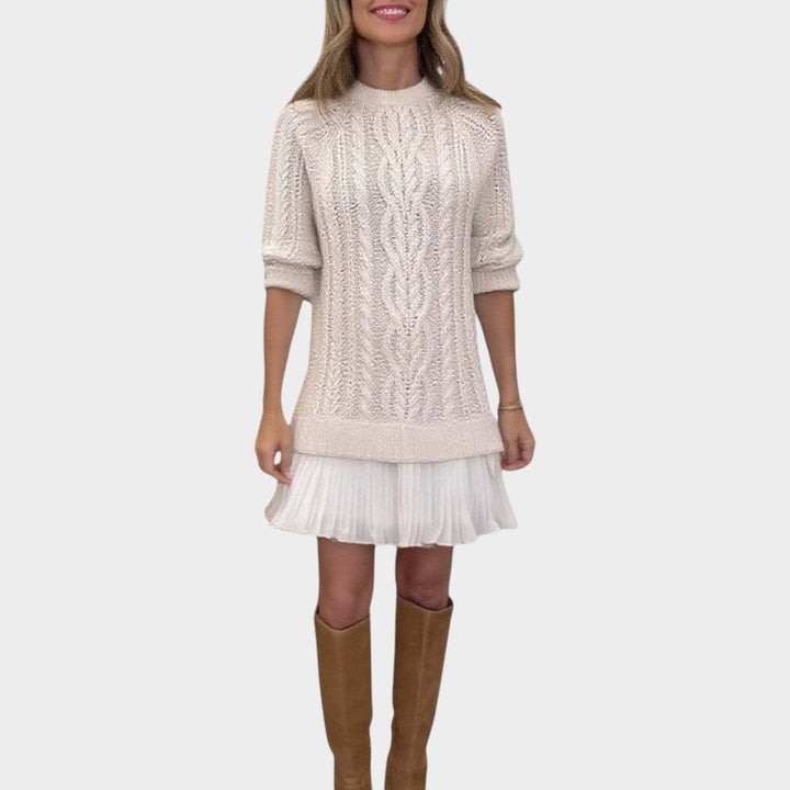 Textured Cable Knit Sweater Dress