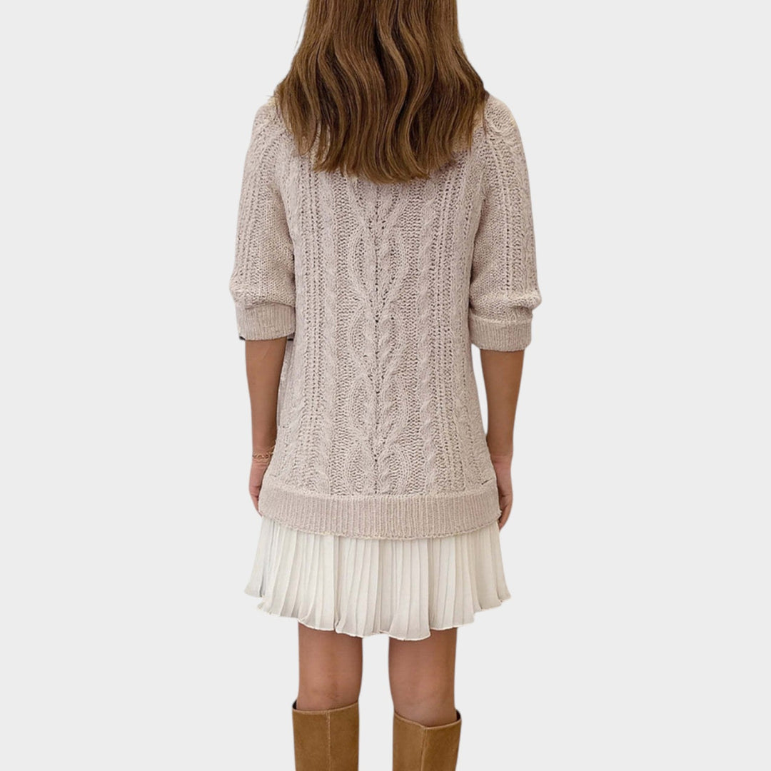 Textured Cable Knit Sweater Dress
