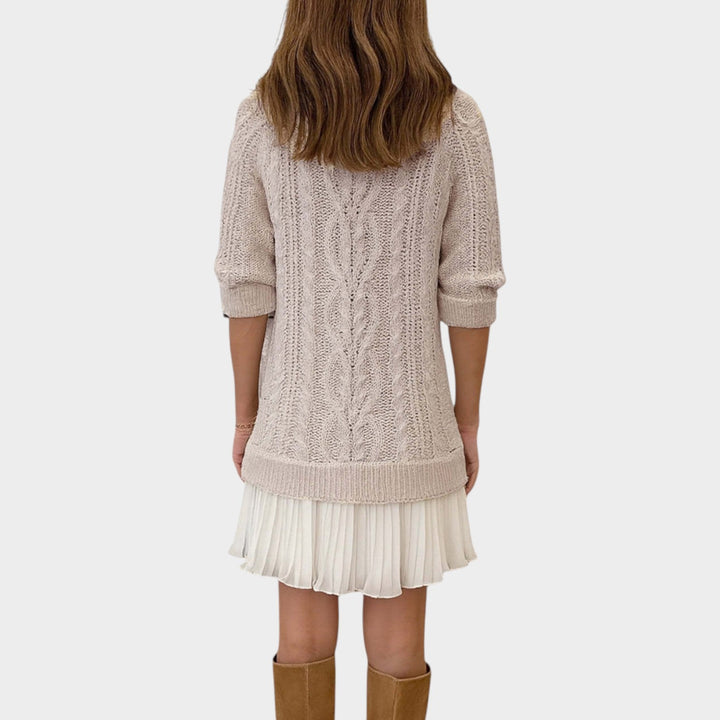 Textured Cable Knit Sweater Dress