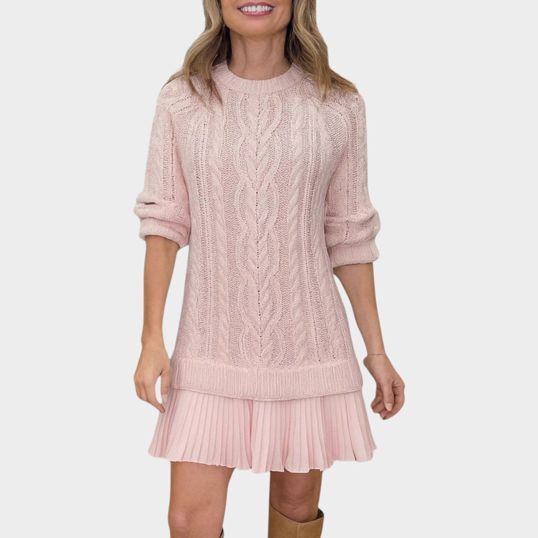 Textured Cable Knit Sweater Dress