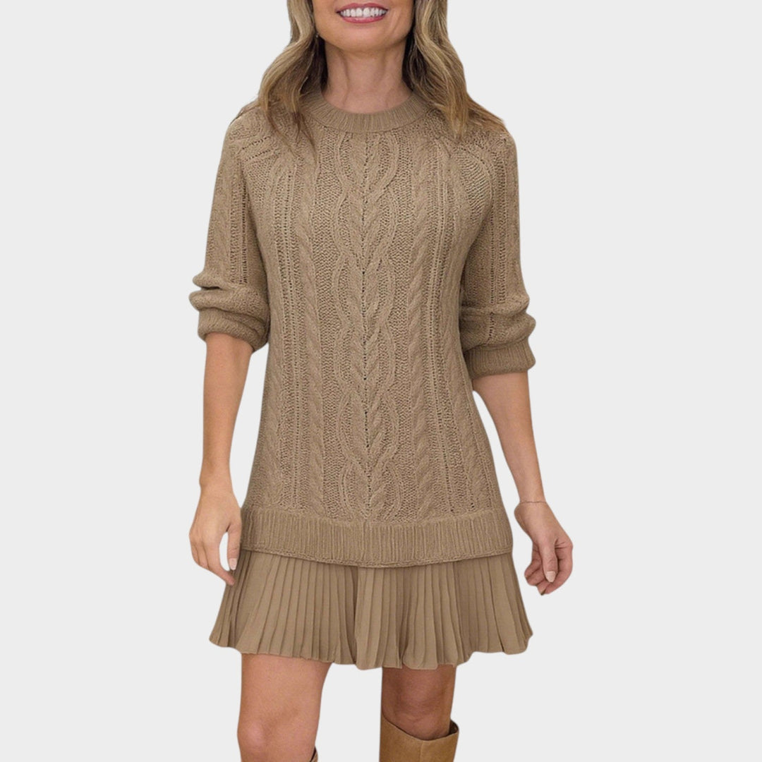 Textured Cable Knit Sweater Dress