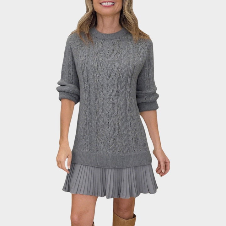 Textured Cable Knit Sweater Dress