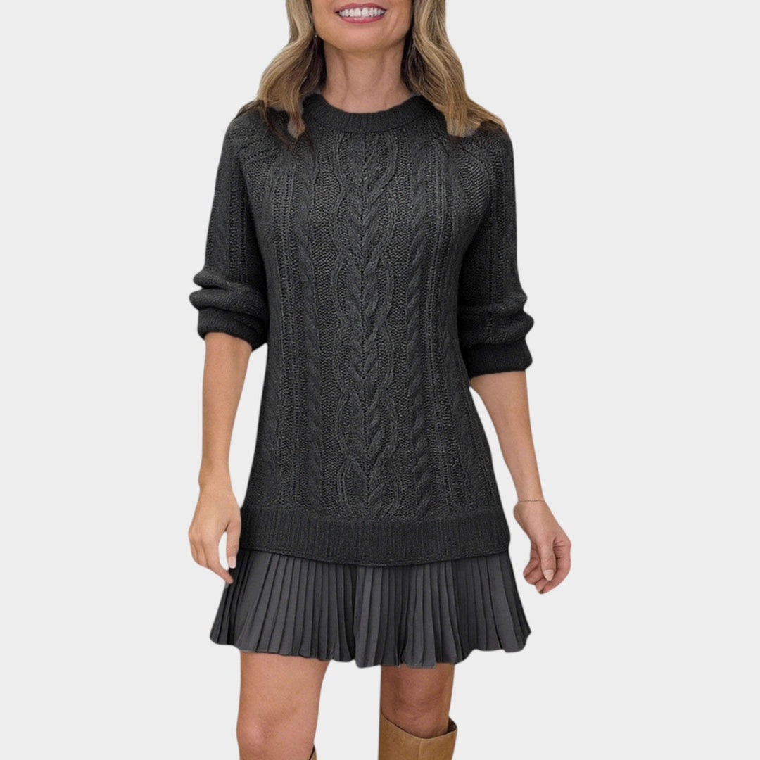 Textured Cable Knit Sweater Dress