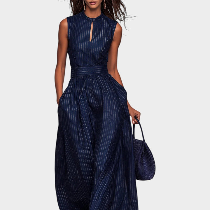 Sleeveless Striped Wide-Leg Jumpsuit