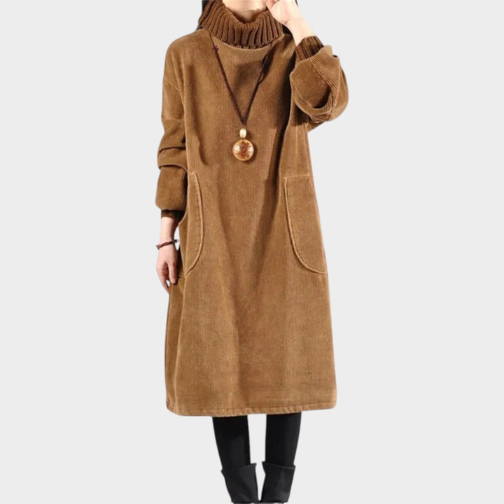 Knit Turtleneck Midi Sweater Dress