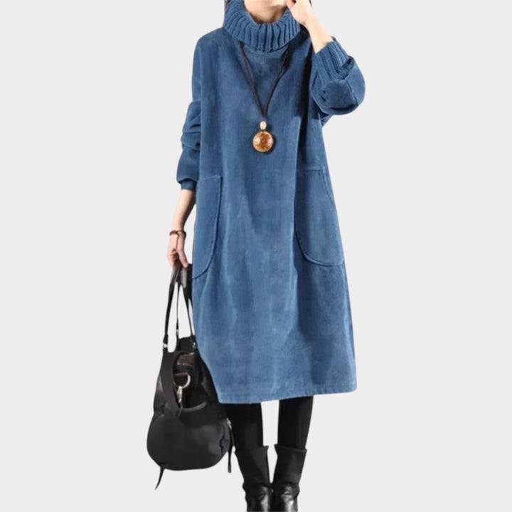 Knit Turtleneck Midi Sweater Dress