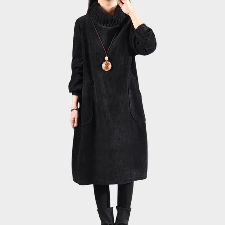 Knit Turtleneck Midi Sweater Dress