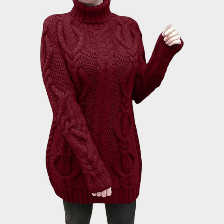 Oversized Cable Knit Turtleneck Knit Sweater