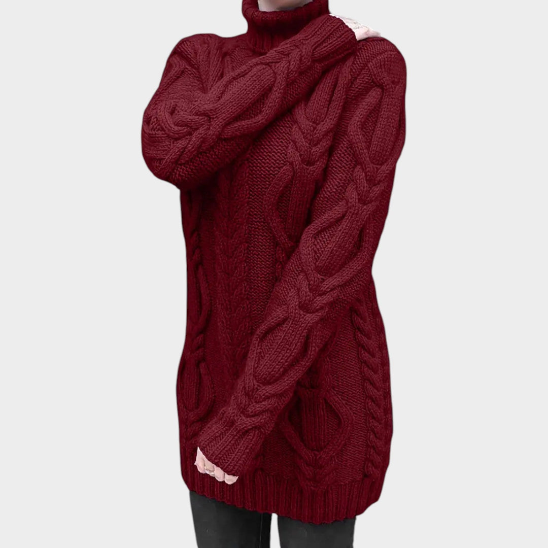 Oversized Cable Knit Turtleneck Knit Sweater
