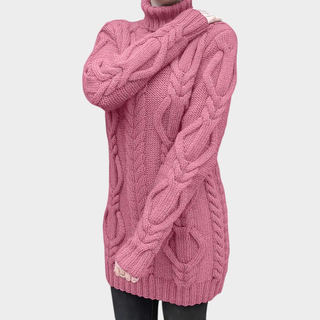 Oversized Cable Knit Turtleneck Knit Sweater
