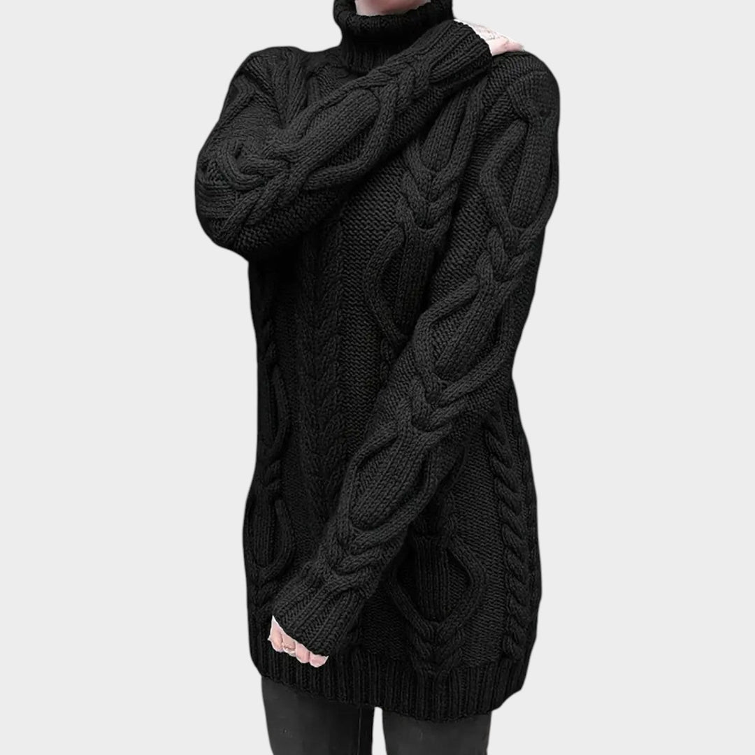 Oversized Cable Knit Turtleneck Knit Sweater
