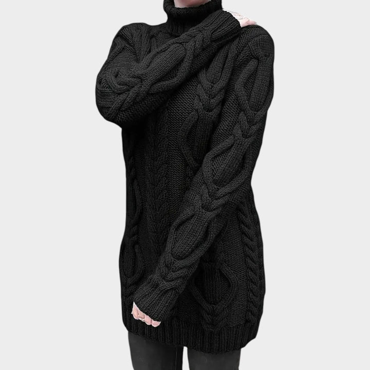 Oversized Cable Knit Turtleneck Knit Sweater