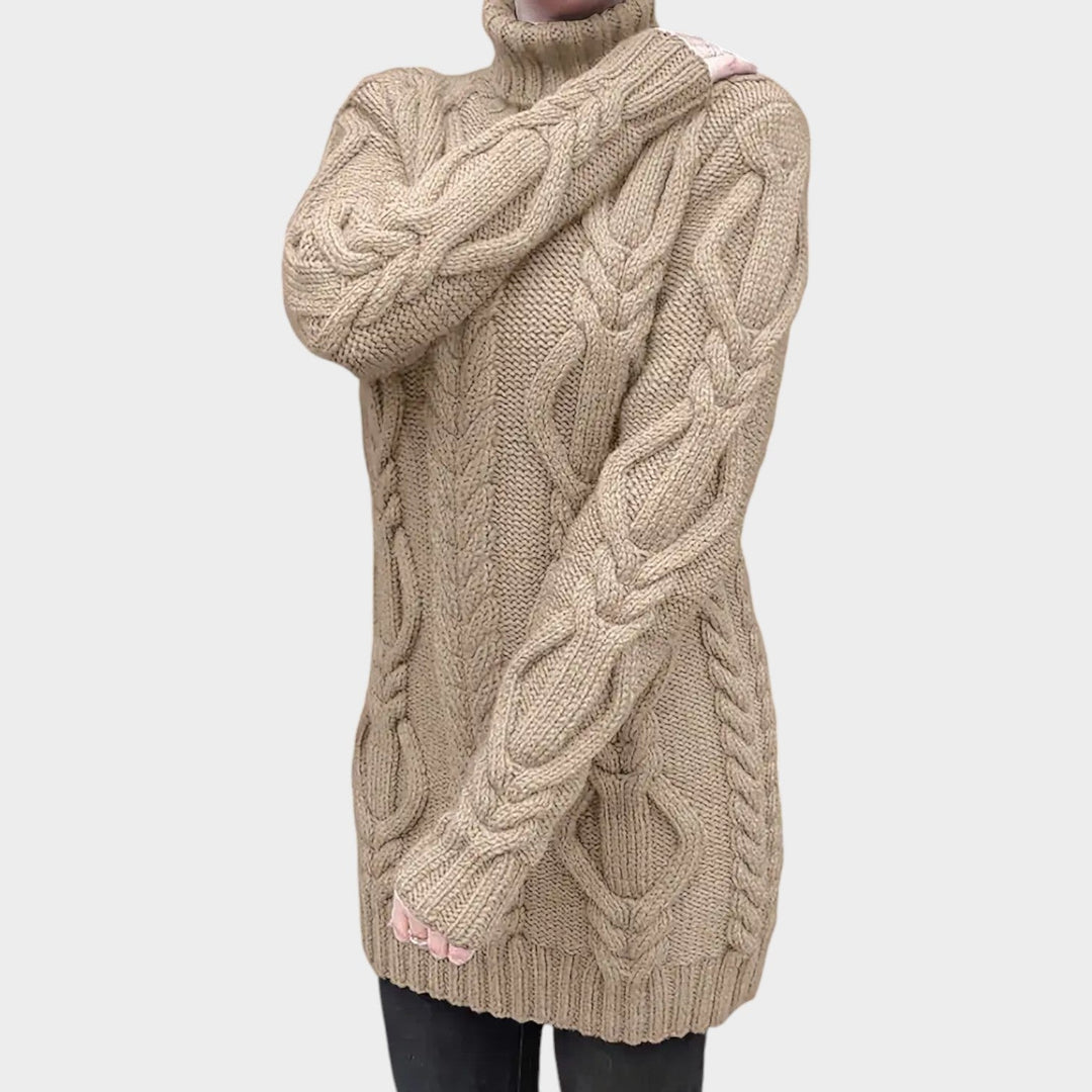 Oversized Cable Knit Turtleneck Knit Sweater