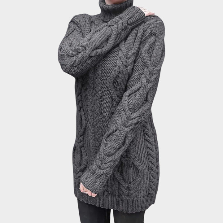 Oversized Cable Knit Turtleneck Knit Sweater