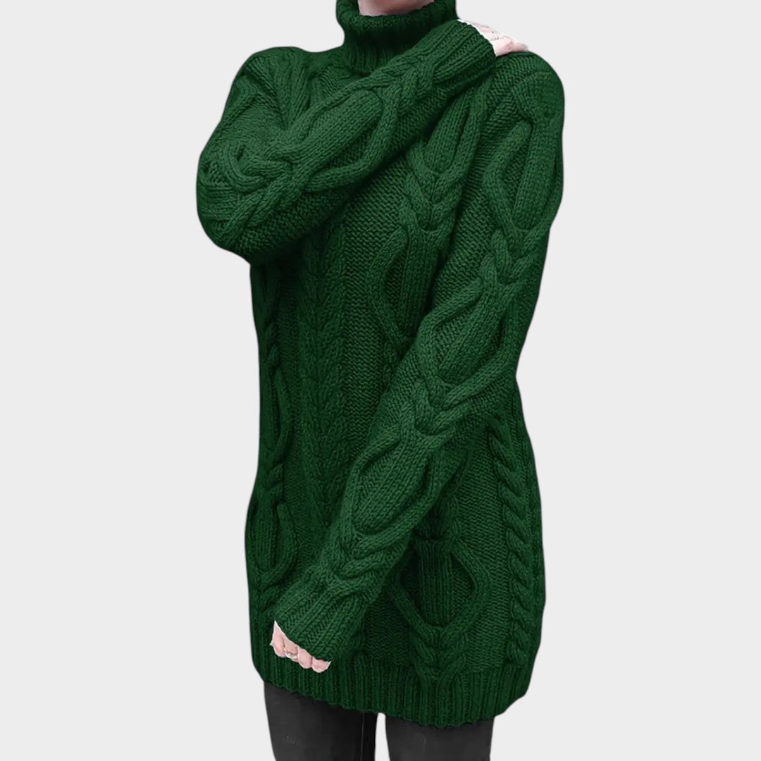 Oversized Cable Knit Turtleneck Knit Sweater