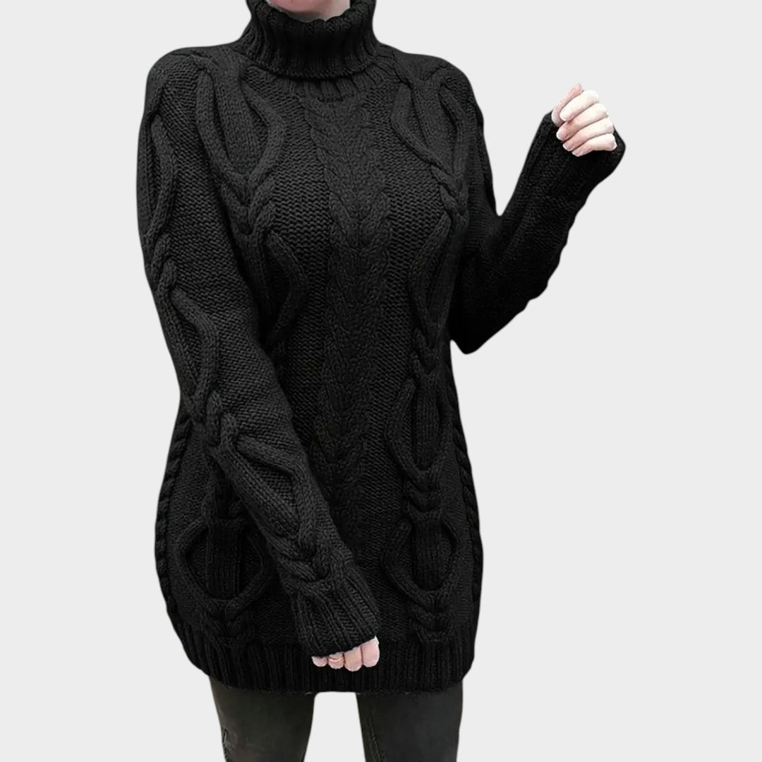 Oversized Cable Knit Turtleneck Knit Sweater