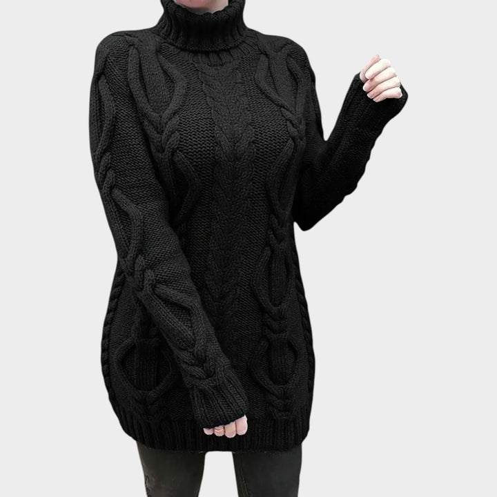 Oversized Cable Knit Turtleneck Knit Sweater