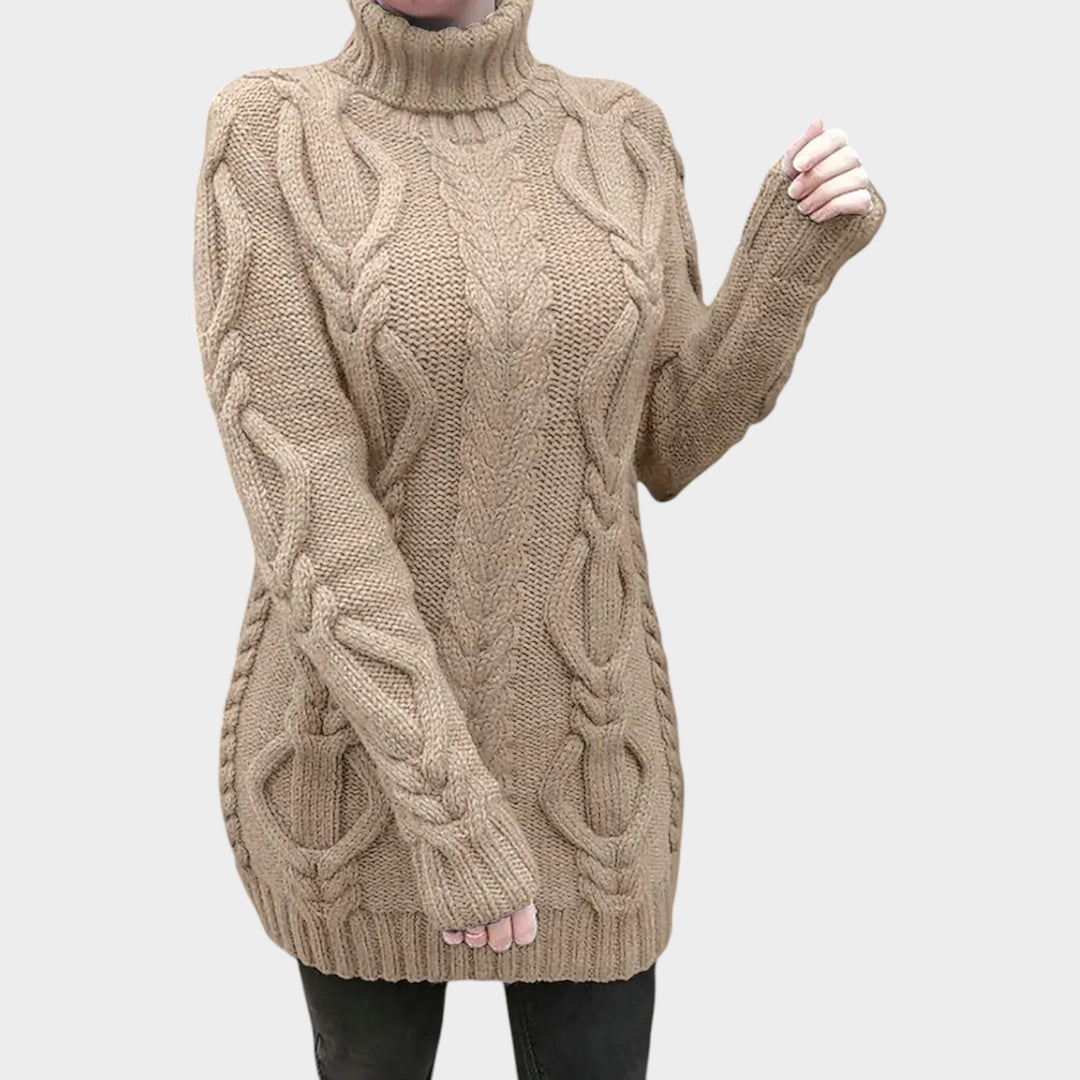 Oversized Cable Knit Turtleneck Knit Sweater