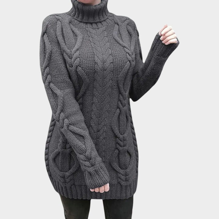 Oversized Cable Knit Turtleneck Knit Sweater