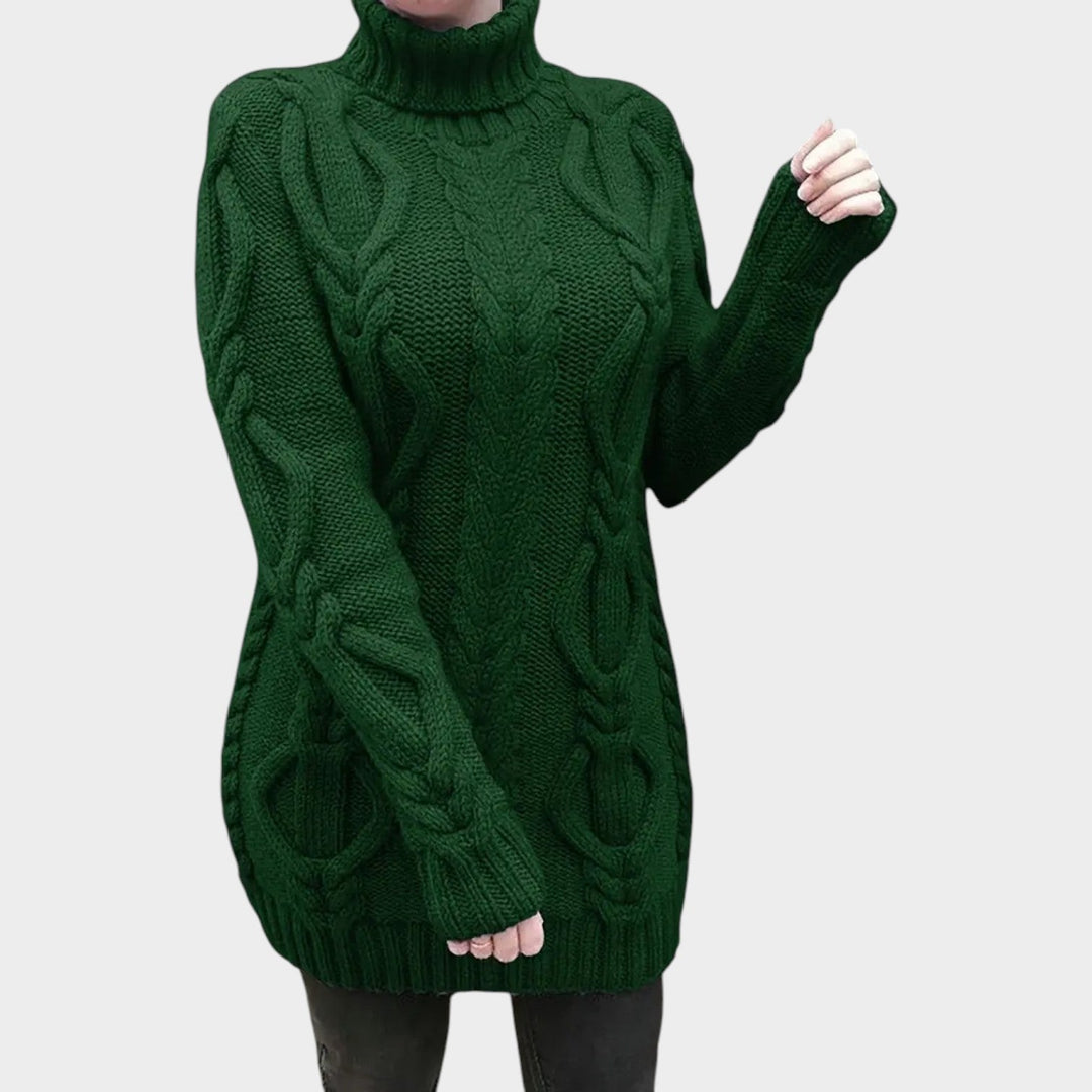 Oversized Cable Knit Turtleneck Knit Sweater