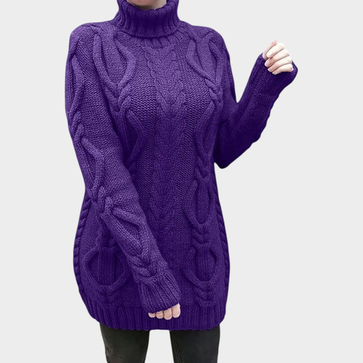 Oversized Cable Knit Turtleneck Knit Sweater