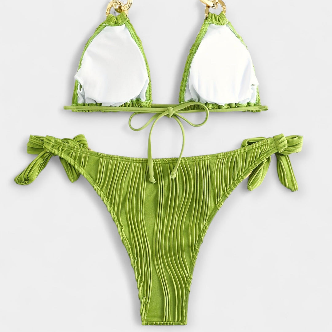 Striped Bikini Set with Ruffles
