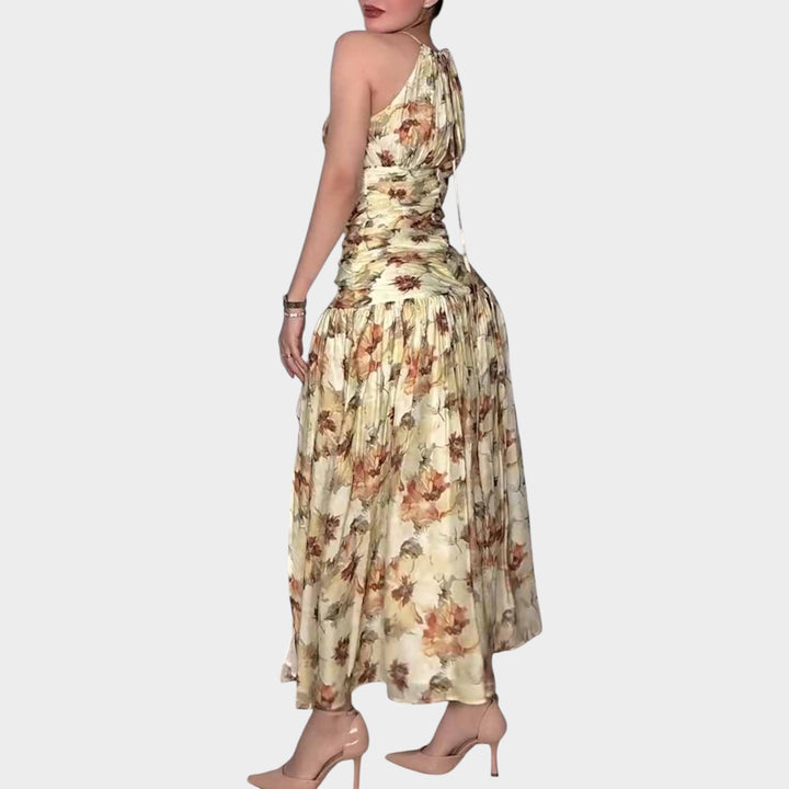 Elegant Floral Halter Midi Dress